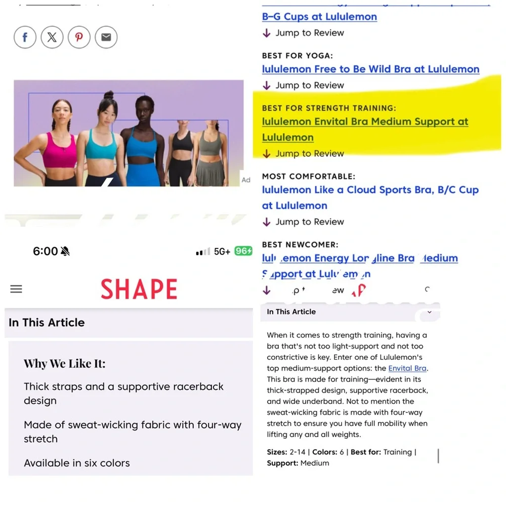 Lululemon Envital Bra Sports Bra B/C Cup Night Sea Blue NWT Size‎ 6 🌊🐬